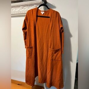 LulaRoe Sarah Burnt Orange Cardigan Open Front Longline Sweater
